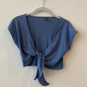 Blue Tie Crop Top